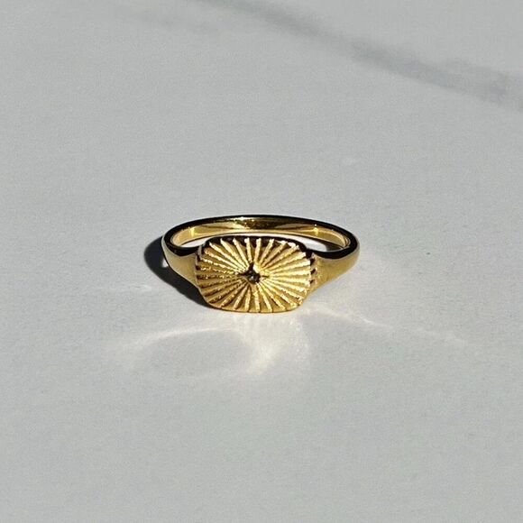 New! “Zeina” Ribbed Gold Ring - Picture 4 of 7
